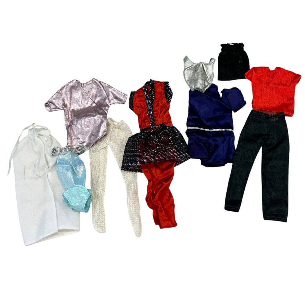 Vintage Barbie-size Doll Clothing Lot With Dresses Tops & Pants Set